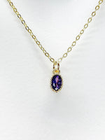Purple Amethyst Cubic Zirconia Charms Necklace, Gold Necklace, Dainty Necklace, Delicate Jewelry, Minimal Necklace, Modern Necklace, N4990