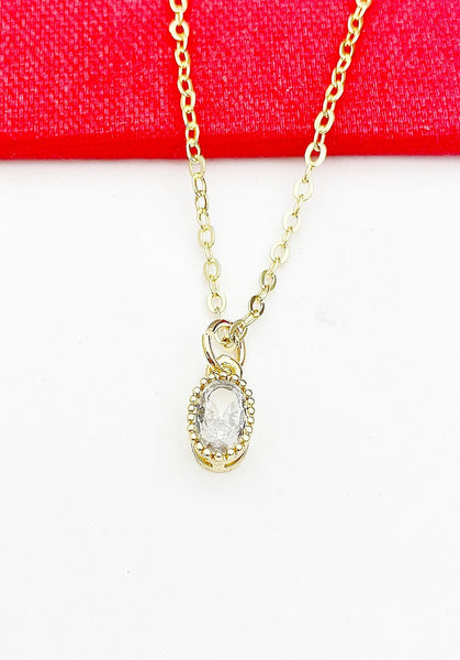 Diamond Clear Cubic Zirconia Charms Necklace, Gold Necklace, Dainty Necklace, Delicate Jewelry, Minimal Necklace, Modern Necklace, N4992