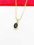 Black Cubic Zirconia Charms Necklace, Gold Necklace, Dainty Necklace, Delicate Jewelry, Minimal Necklace, Modern Necklace, N4994