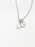 Silver Star Necklace, Star Charm, Personized Initial Necklace, N5004