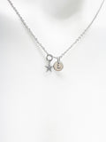 Silver Star Necklace, Star Charm, Personized Initial Necklace, N5004