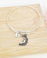 Moon Bracelet, Moon Charm, Personized Initial Bracelet, N4957