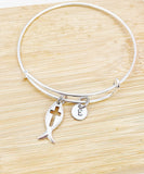 Fish Cross Bracelet, Personized Initial Bracelet, N4958
