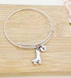 Silver Skates Bracelet, Personized Initial Bracelet, N4959