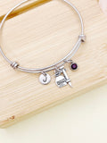 Phlebotomists Bracelet Gift, Silver Medical Blood Bottle Syringe Charm, Phlebotomy, Personized Initial Bracelet, N4953