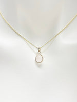 Best Christmas Gift for Girlfriend, Rose Quartz Necklace, Gold Teardrop Rose Quartz Necklace, Natural Gemstone Rose Quartz, N4988