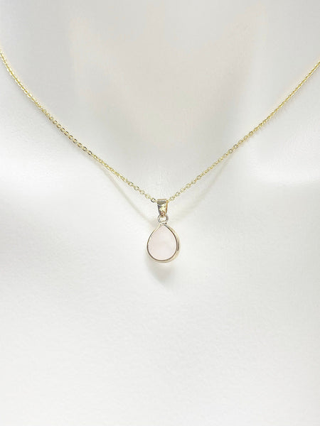 Best Christmas Gift for Girlfriend, Rose Quartz Necklace, Gold Teardrop Rose Quartz Necklace, Natural Gemstone Rose Quartz, N4988