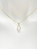 Best Christmas Gift for Girlfriend, Rose Quartz Necklace, Gold Teardrop Rose Quartz Necklace, Natural Gemstone Rose Quartz, N4988