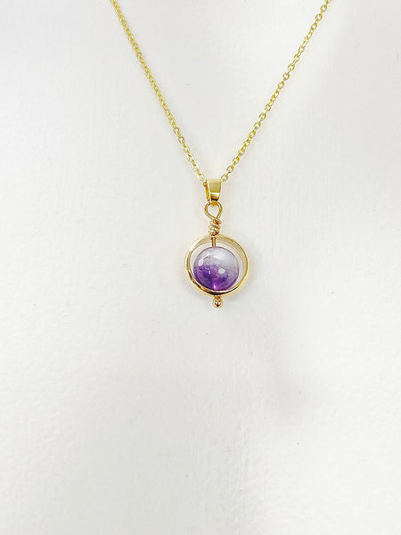 Amethyst Necklace, Gold Amethyst Necklace, Natural Gemstone Amethyst, N4989