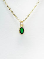 Green Emerald Cubic Zirconia Charms Necklace, Gold Necklace, Dainty Necklace, Delicate Jewelry, Minimal Necklace, Modern Necklace, N4991
