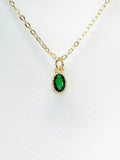 Green Emerald Cubic Zirconia Charms Necklace, Gold Necklace, Dainty Necklace, Delicate Jewelry, Minimal Necklace, Modern Necklace, N4991