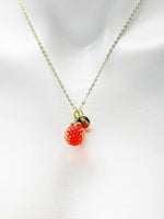 Gold Orange Necklace, Handmade Lampwork Fruit Charm, Dainty Necklace, Delicate, Minimal, Modern, Personized Initial Necklace, N4996