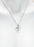 Silver Dolphin Necklace, Dolphin Fish Ocean Charm, Personized Initial Necklace, N5092C