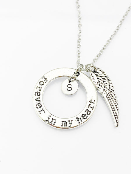 Guardian Angel Necklace, Angel Wings Charm, Personized Initial Necklace, N5008