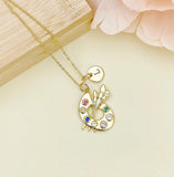 Gold Artist Palette Necklace, Silver Option, N4054