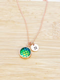 Rose Gold Mermaid Necklace, Mermaid Scale Charm, Birthday Gift, Personized Initial Necklace, N5016