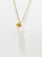 Rose Quartz Necklace, Natural Gemstone, Valentine Gift, Birthday Gift, Personized Initial Necklace, N5027