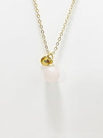 Rose Quartz Necklace, Natural Gemstone, Valentine Gift, Birthday Gift, Personized Initial Necklace, N5027