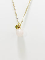 Rose Quartz Necklace, Natural Gemstone, Valentine Gift, Birthday Gift, Personized Initial Necklace, N5027