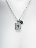 Silver Book Locket Necklace, Tiny Book Locket Gifts, Bookworm Gift, Valentine Gift, Birthday Gift, Personized Initial Necklace, N5031