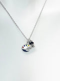 Silver Artist Palette Necklace, Valentine Gift, Birthday Gift, Personized Initial Necklace, N5033