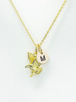 Gold Eagle Necklace, Birthday Gift, Personized Initial Necklace, KN348