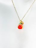 Red Pear Fruit Necklace, Girlfriends Gift, Birthday Gift, Personized Initial Necklace, N5043