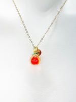 Red Pear Fruit Necklace, Girlfriends Gift, Birthday Gift, Personized Initial Necklace, N5043