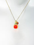 Red Pear Fruit Necklace, Girlfriends Gift, Birthday Gift, Personized Initial Necklace, N5043