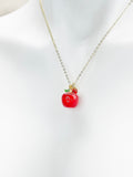 Red Apple Fruit Necklace, Girlfriends Gift, Birthday Gift, Personized Initial Necklace, N5044