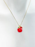 Red Apple Fruit Necklace, Girlfriends Gift, Birthday Gift, Personized Initial Necklace, N5044