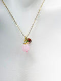 Peach Lampwork Necklace, Personalized Initial Charm, N5054