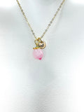 Peach Lampwork Necklace, Personalized Initial Charm, N5054