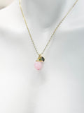 Peach Lampwork Necklace, Personalized Initial Charm, N5054