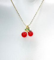 Cherry Necklace, Foodie Gift, Girlfriends Gift, Birthday Gift, Personized Initial Necklace, N5047