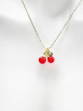 Cherry Necklace, Foodie Gift, Girlfriends Gift, Birthday Gift, Personized Initial Necklace, N5047