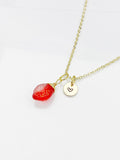 Strawberry Necklace, Foodie Gift, Girlfriends Gift, Birthday Gift, Personized Initial Necklace, N5051