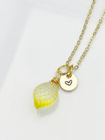 Lemon Necklace, Foodie Gift, Girlfriends Gift, Birthday Gift, Personized Initial Necklace, N5052