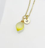 Lemon Necklace, Foodie Gift, Girlfriends Gift, Birthday Gift, Personized Initial Necklace, N5052