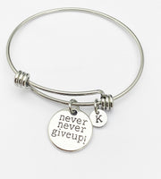 Never Give Up Bracelet, Birthday Gift, Personized Initial Bracelet, N5058