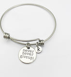 Never Give Up Bracelet, Birthday Gift, Personized Initial Bracelet, N5058