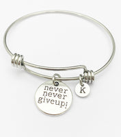 Never Give Up Bracelet, Birthday Gift, Personized Initial Bracelet, N5058