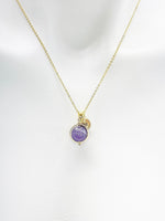 Amethyst Necklace, Natural Amethyst Gemstone Jewelry, Delicate, Dainty, Simple, Minimalist, Gold Chain Necklace, N5060
