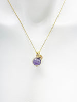Amethyst Necklace, Natural Amethyst Gemstone Jewelry, Delicate, Dainty, Simple, Minimalist, Gold Chain Necklace, N5060