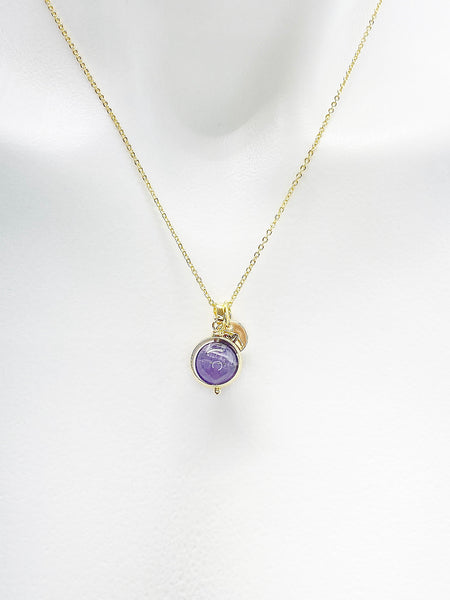 Amethyst Necklace, Natural Amethyst Gemstone Jewelry, Delicate, Dainty, Simple, Minimalist, Gold Chain Necklace, N5060