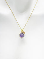 Amethyst Necklace, Natural Amethyst Gemstone Jewelry, Delicate, Dainty, Simple, Minimalist, Gold Chain Necklace, N5060