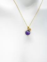 Amethyst Necklace, Natural Amethyst Gemstone Jewelry, Delicate, Dainty, Simple, Minimalist, Gold Chain Necklace, N5060
