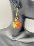 Orange Pumpkin Maple Leaf Earrings, Fall Autumn Gift, Halloween Earrings, N5080A