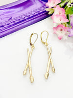 Artist Paintbrush Earrings, Gold Stainless Steel Hypoallergenic Earrings, N5082