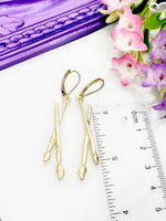 Artist Paintbrush Earrings, Gold Stainless Steel Hypoallergenic Earrings, N5082